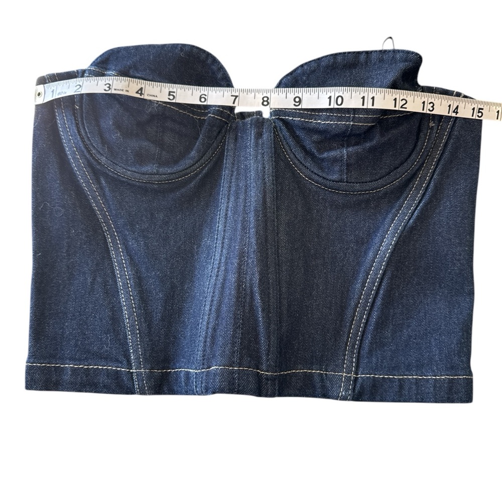 ZARA DENIM BUSTIER TOP - Picture 3 of 5